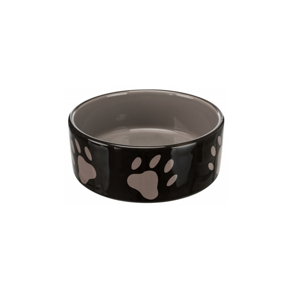 Trixie Miska ceramiczna czarna w szare łapki 0,8L/16cm [TX-24532]