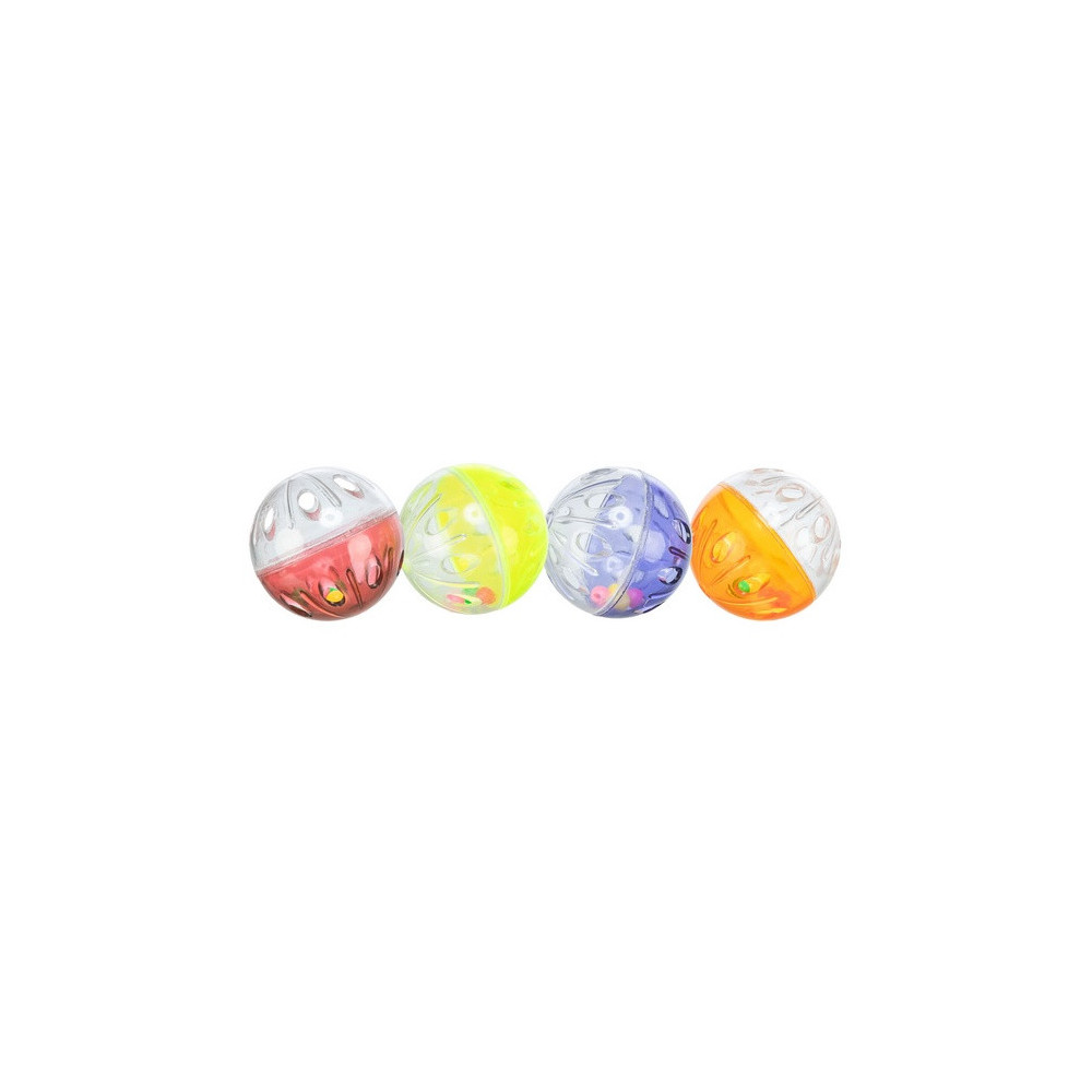 Trixie Piłki plastikowe przezroczyste z grzechotką 4,5cm 4szt. [TX-4166]