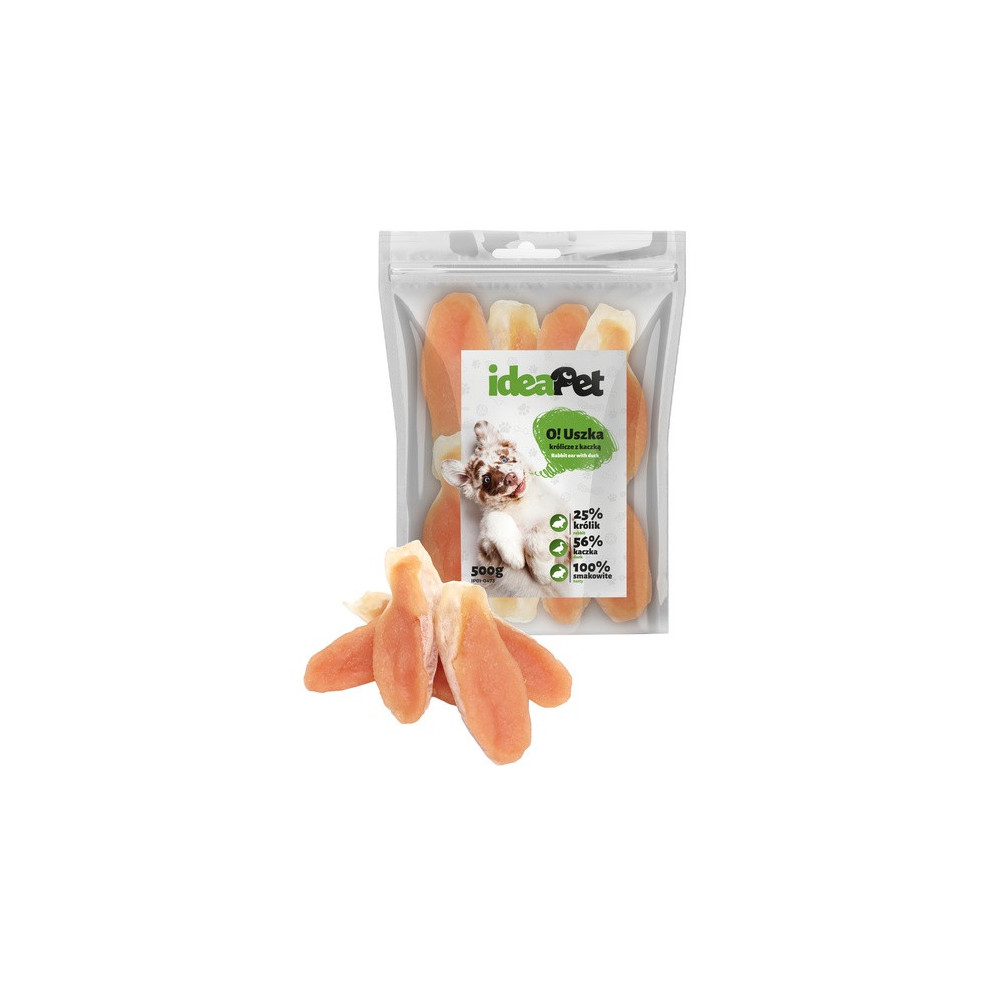IdeaPet Uszka królicze z kaczką 500g