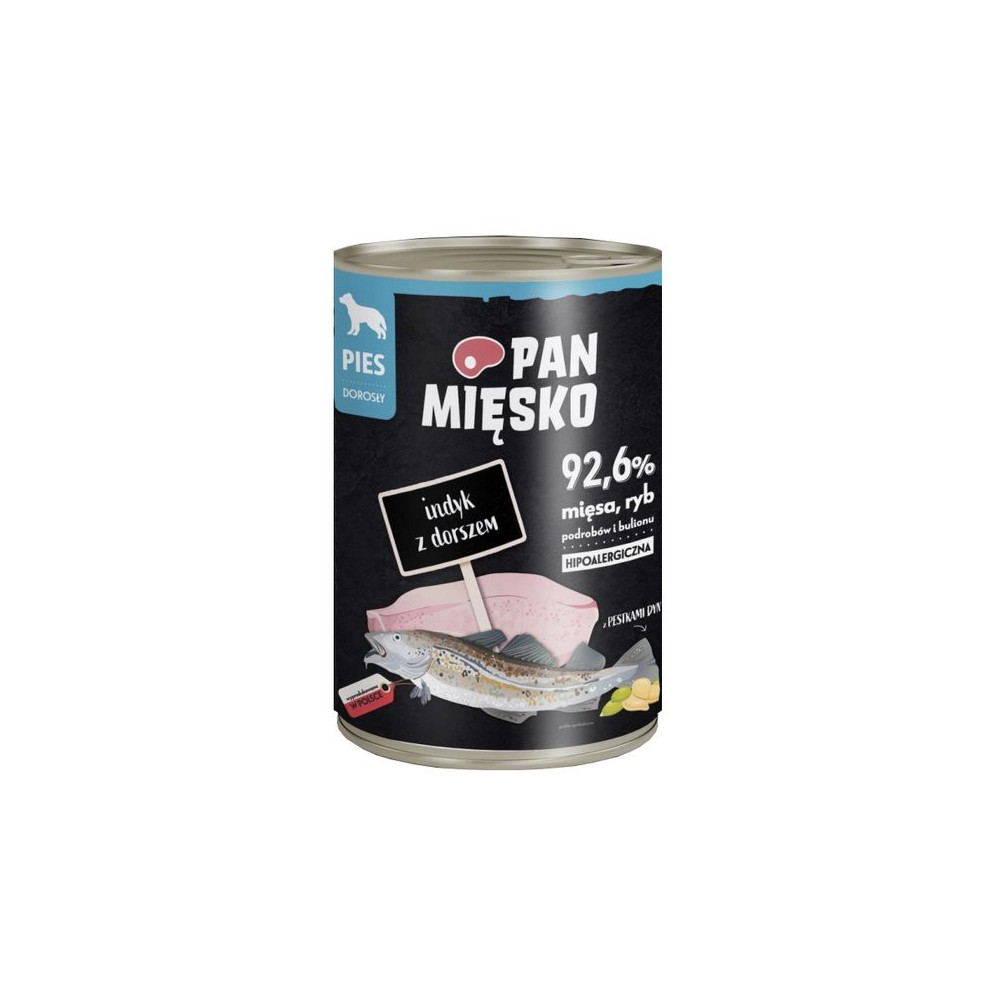 Pan Mięsko Karma mokra dla psa Indyk z dorszem puszka 400g