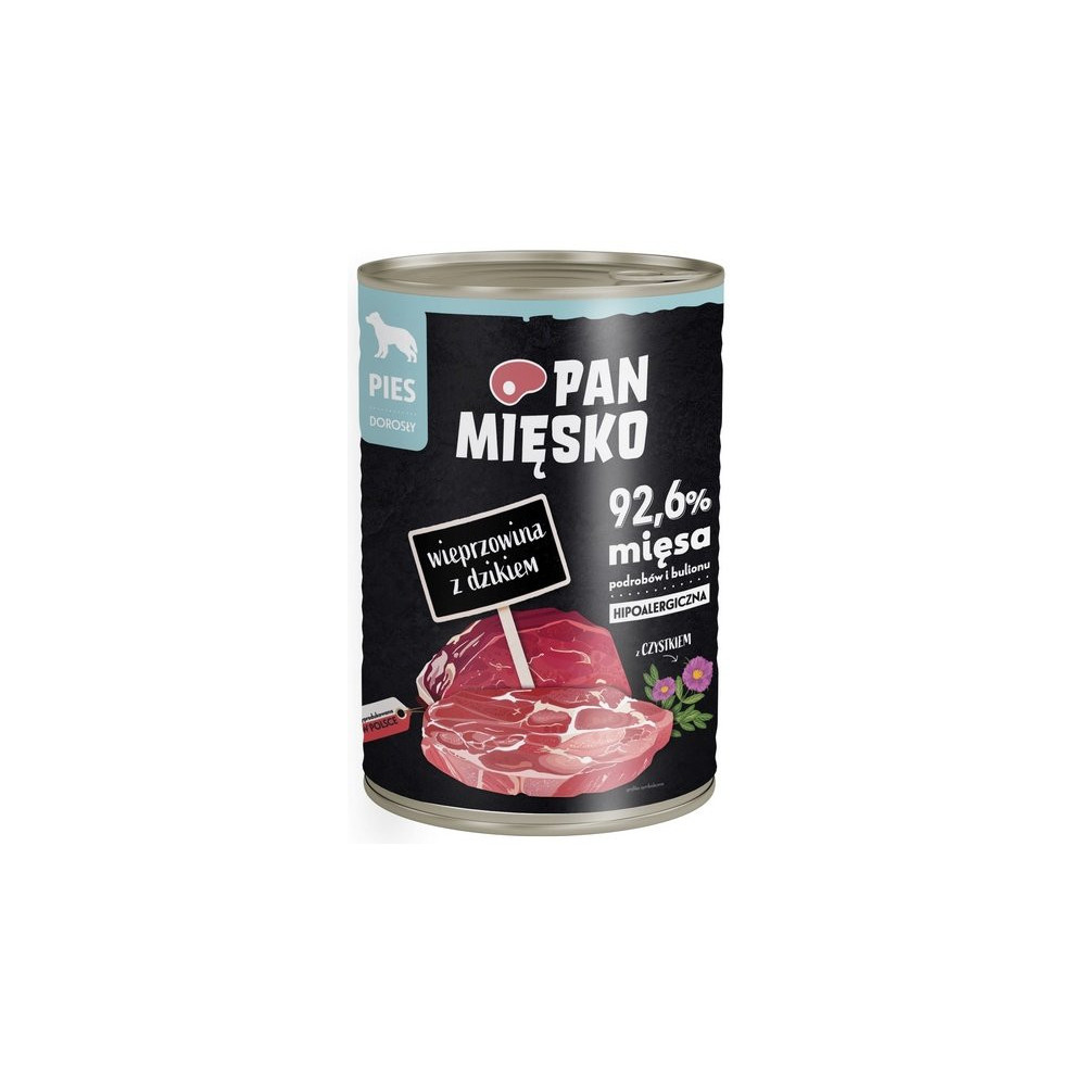 Pan Mięsko Karma mokra dla psa Wieprzowina z dzikiem puszka 400g