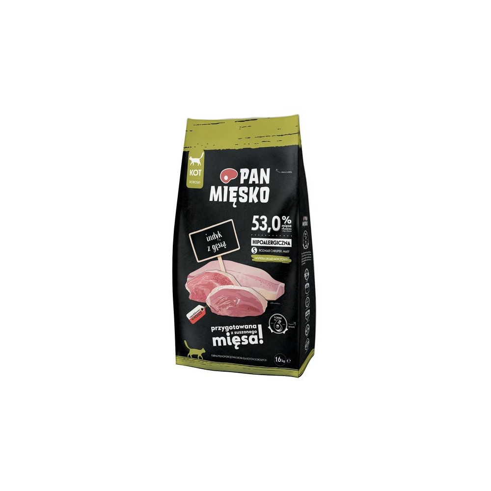 Pan Mięsko Karma sucha dla kota - indyk i gęś chrupki S 1,6kg