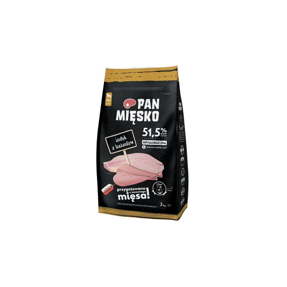 Pan Mięsko Karma sucha dla psa - indyk i bażant chrupki S 3kg