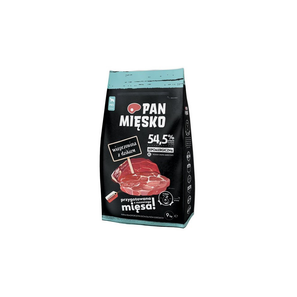 Pan Mięsko Karma sucha dla psa - wieprzowina i dzik chrupki XL 9kg