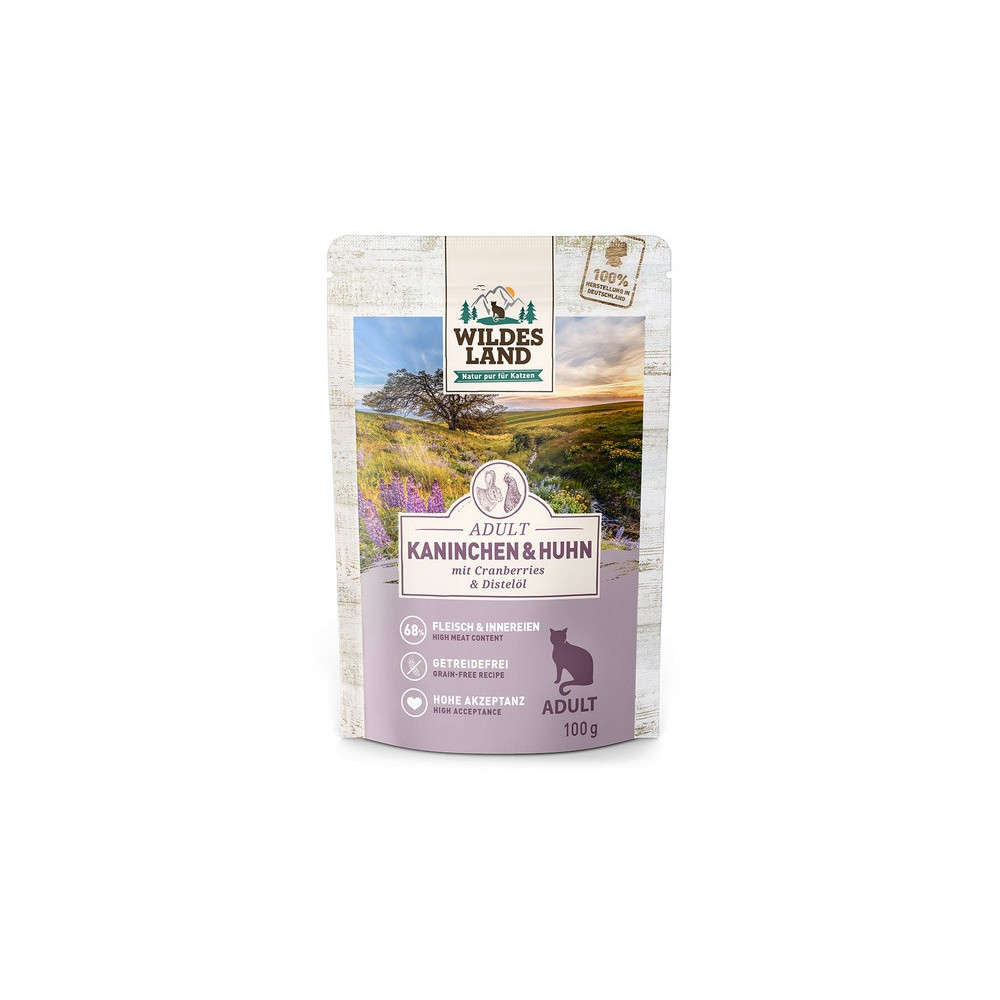 Wildes Land Cat Classic Adult Kaninchen & Huhn saszetka 100g