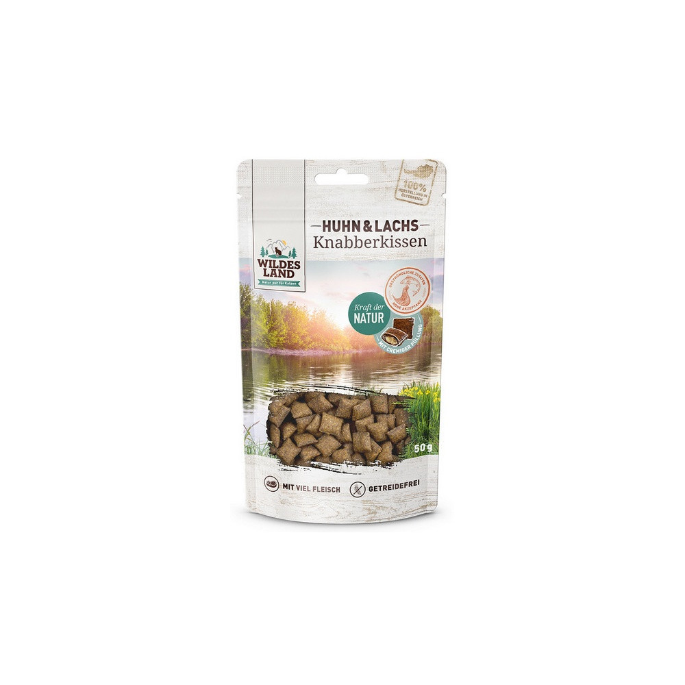 Wildes Land Cat Knabberkissen Huhn & Lachs 50g