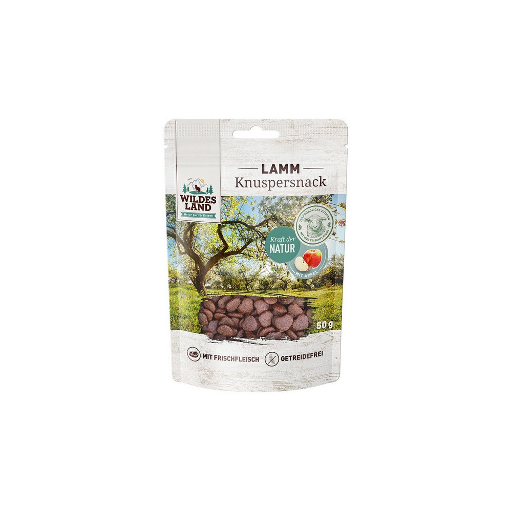 Wildes Land Cat Knuspersnack Lamm & Apfel 50g