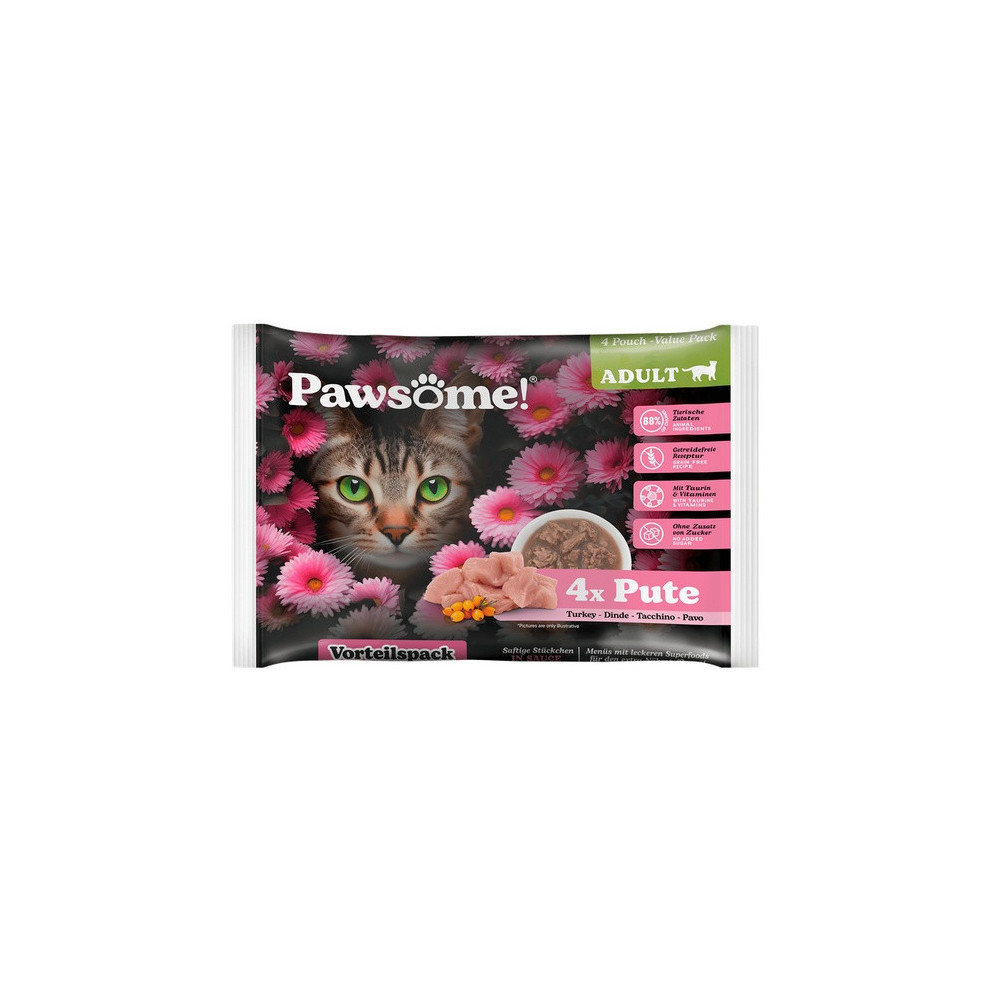 Pawsome Adult Pute - indyk saszetki 4x85g