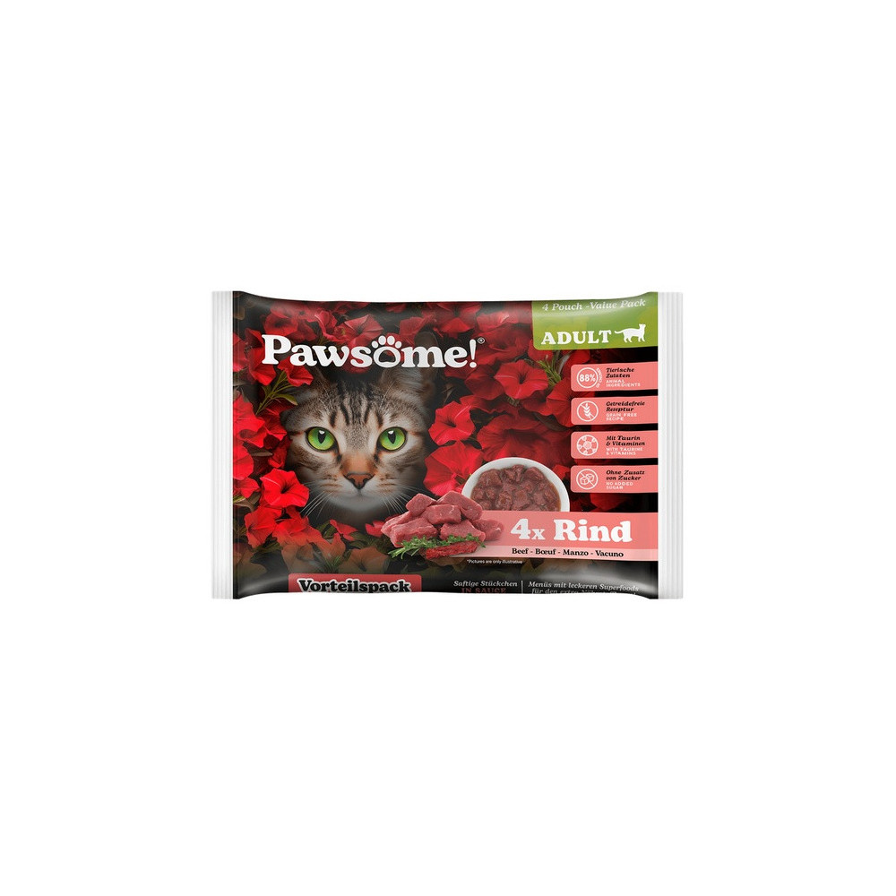 Pawsome Adult Rind - wołowina saszetki 4x85g