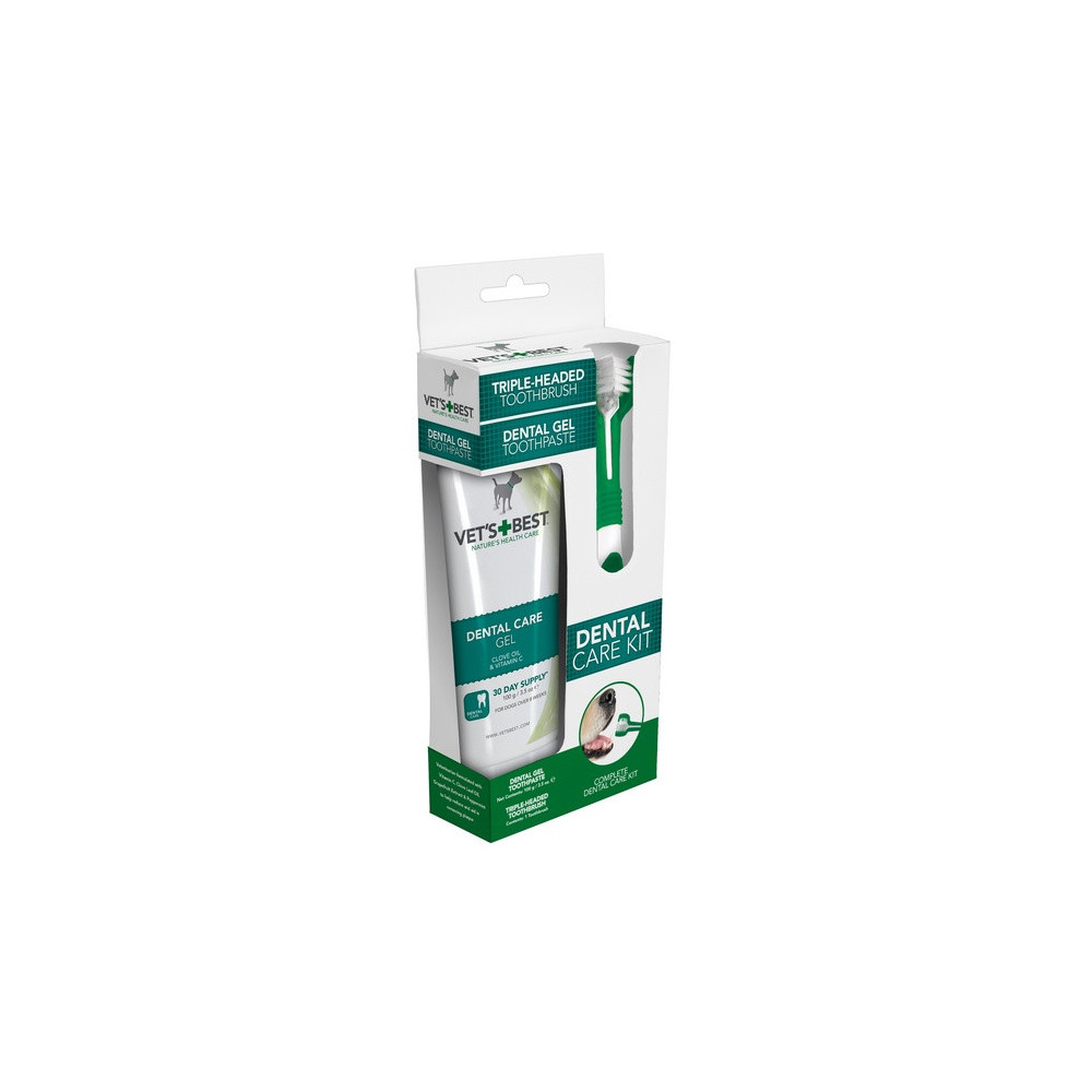 Vet's Best Dental żel + szczoteczka zestaw Adult