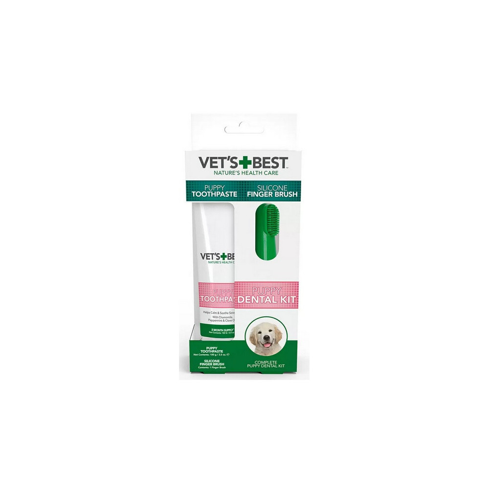 Vet's Best Dental żel + szczoteczka zestaw Puppy