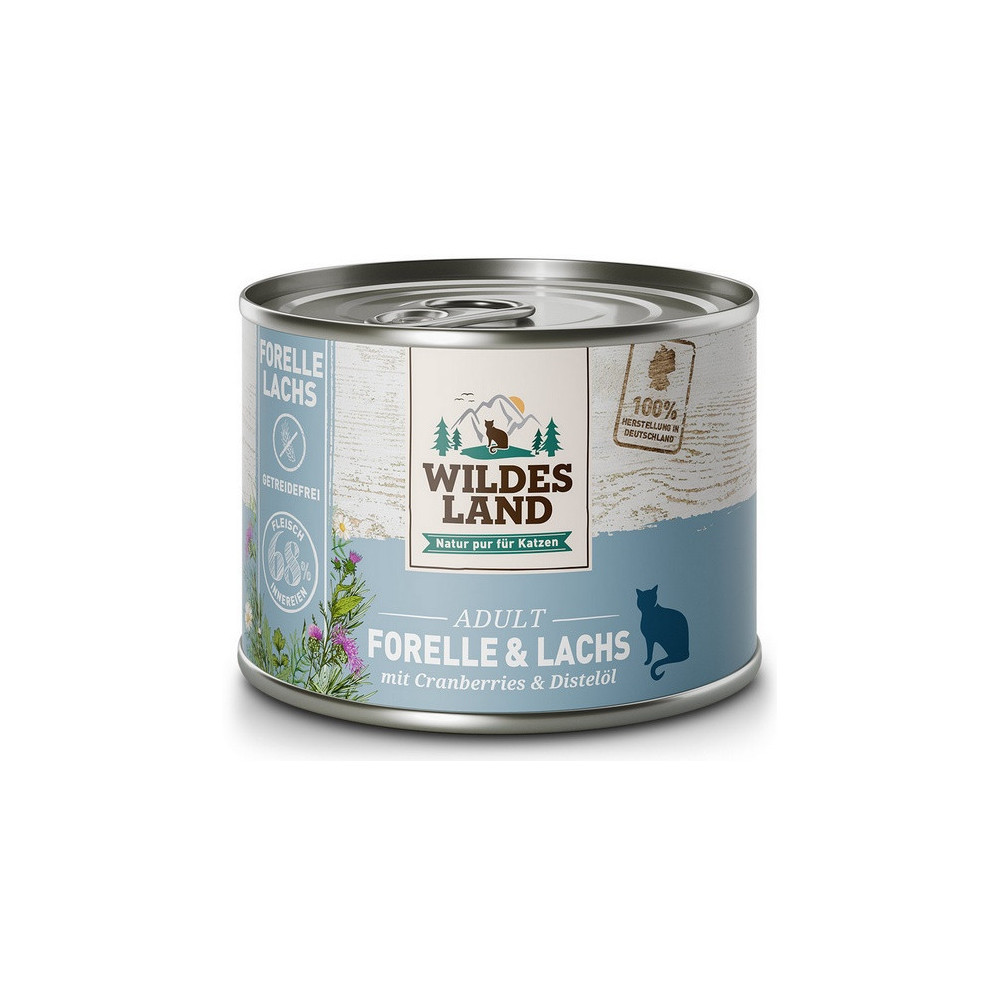 Wildes Land Cat Classic Adult Forelle & Lachs puszka 185g