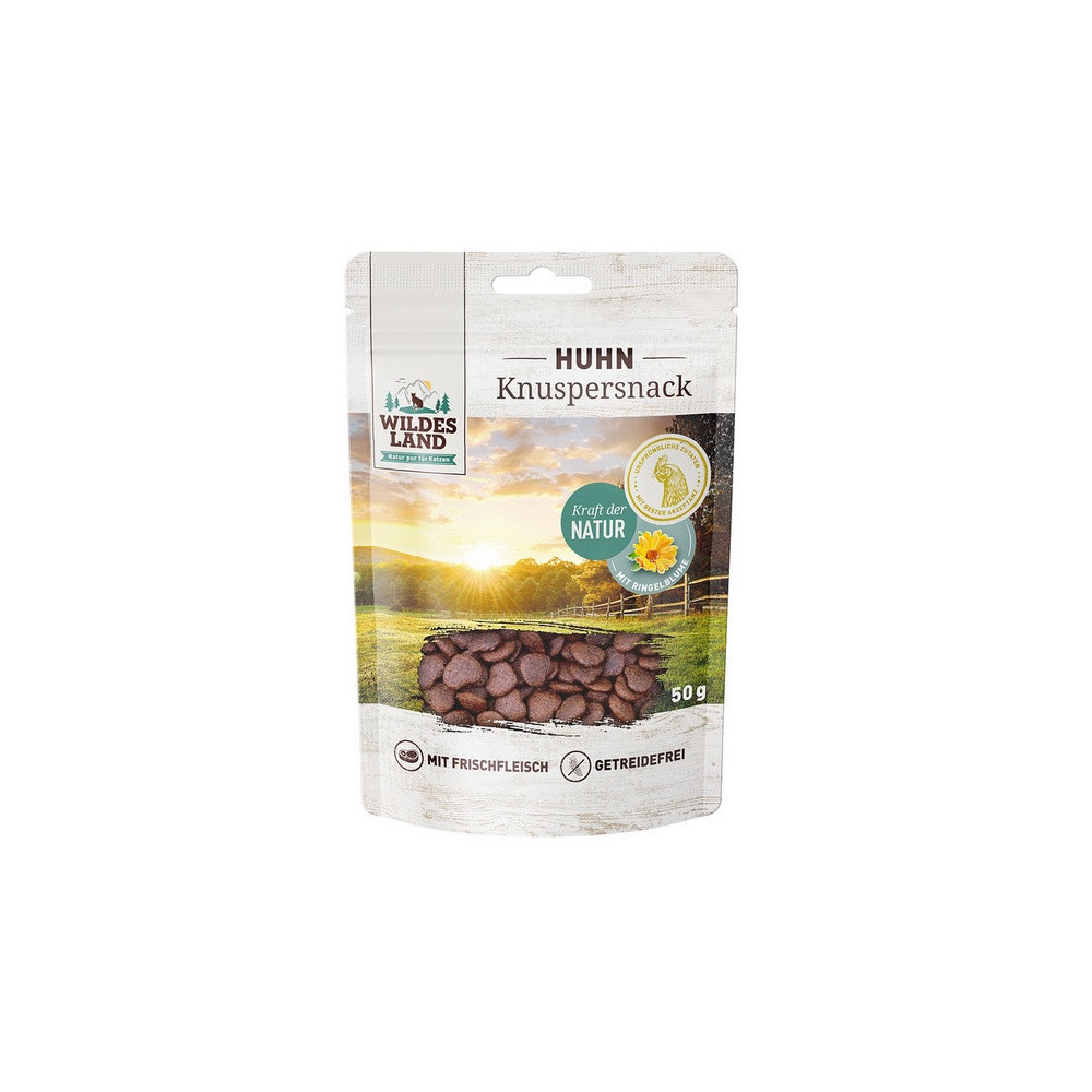 Wildes Land Cat Knuspersnack Huhn & Ringelblum 50g