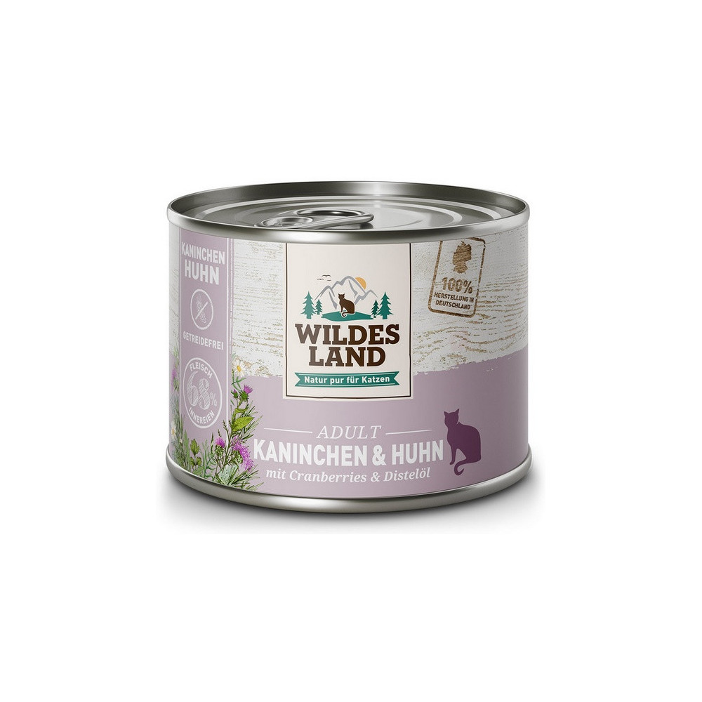 Wildes Land Cat Classic Adult Kaninchen & Huhn puszka 200g