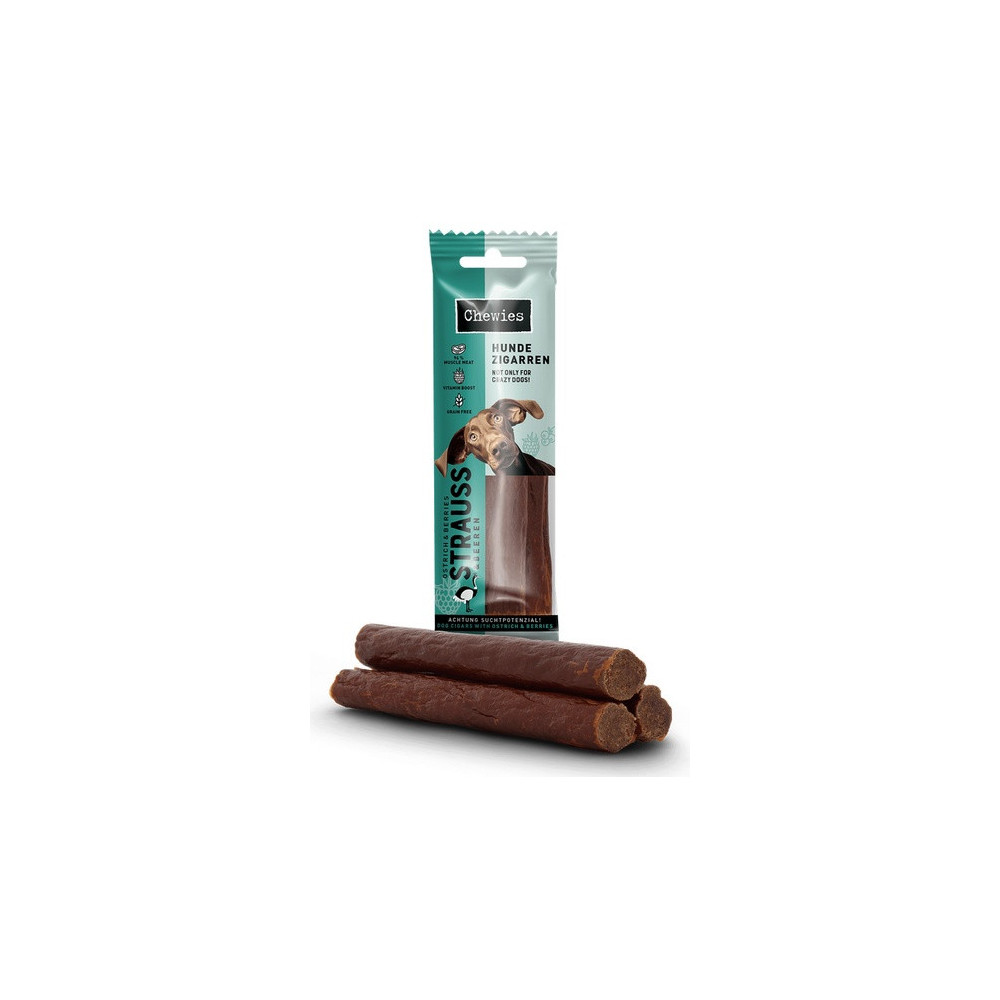 Chewies Hundezigarren Straub & Beeren - struś & owoce 75g