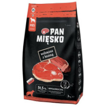 Pan Mięsko Karma sucha dla psa - wołowina i kozina chrupki XS 3kg