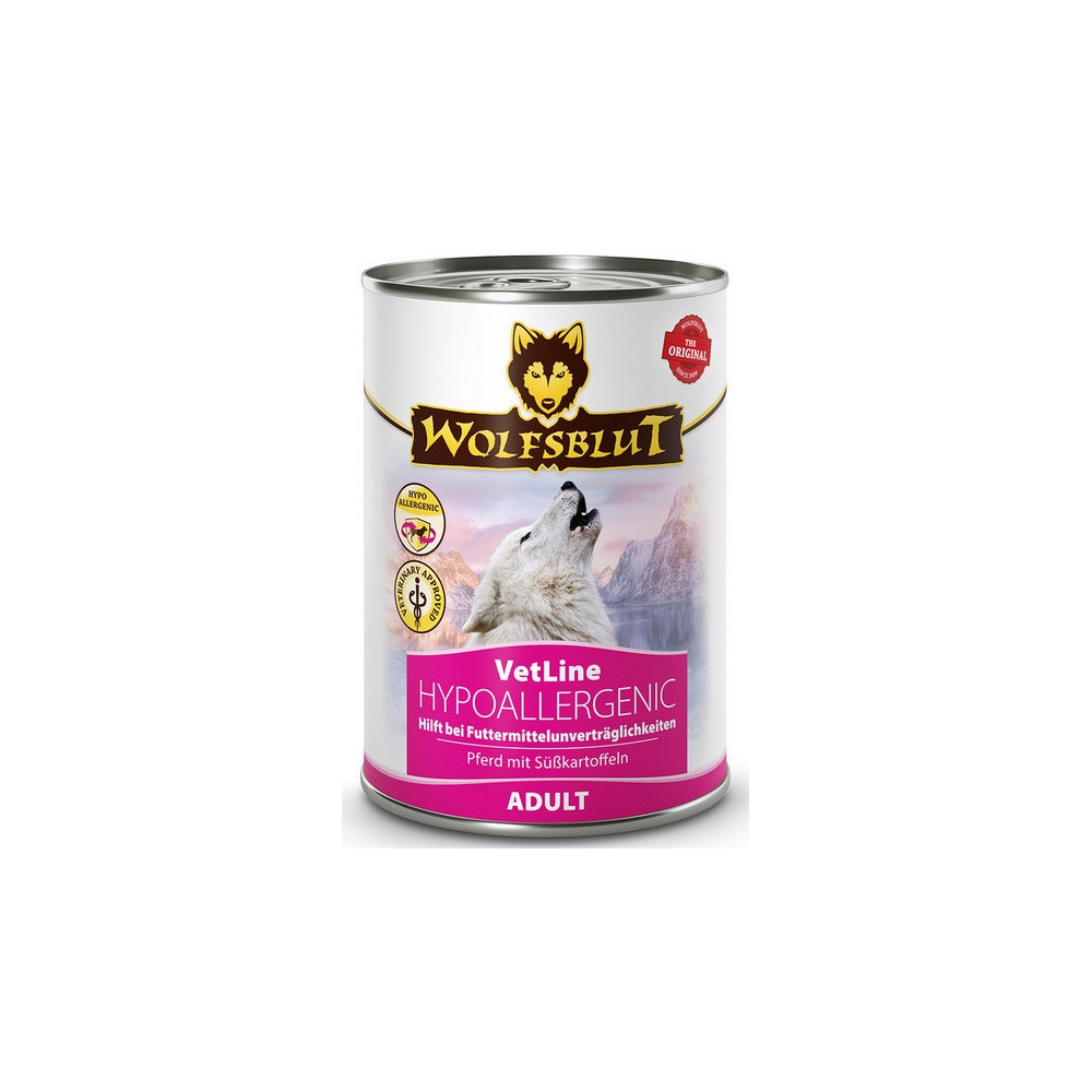 Wolfsblut Dog VetLine Hypoallergenic - konina i bataty puszka 395g
