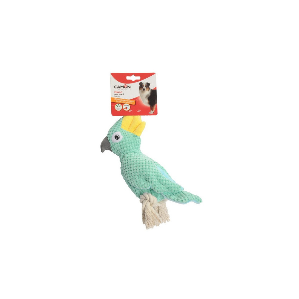 Camon Dog Toy Pluszowa papuga ze sznurem i piszczałką