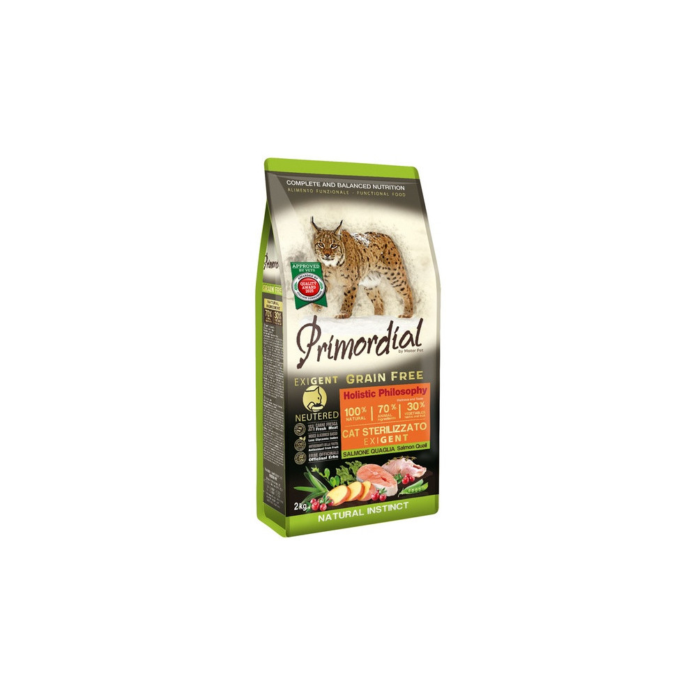 Primordial Cat Grain Free Neutered Exigent Salmon & Quail 2kg