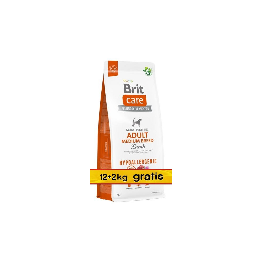 Brit Care Hypoallergenic Adult Medium Lamb 14kg (12+2kg gratis)