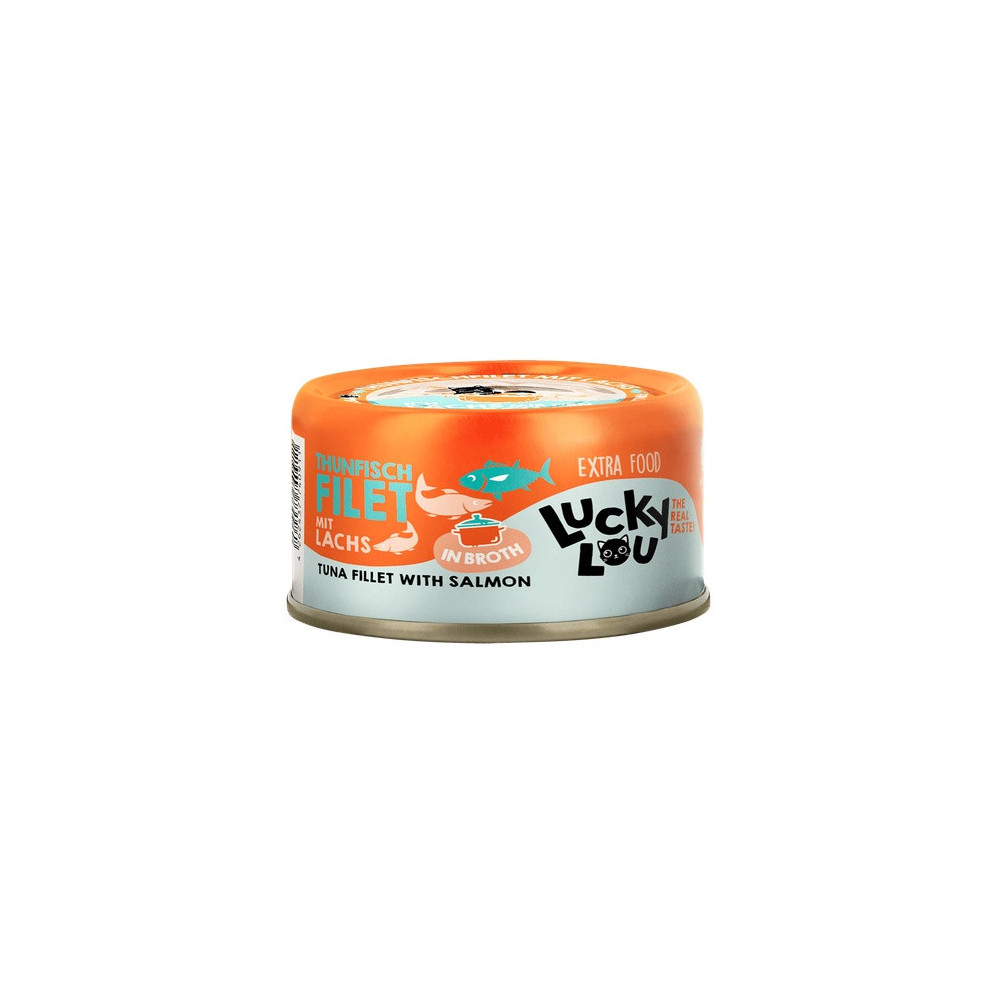 Lucky Lou Extrafood Tuńczyk & łosoś w bulionie puszka 70g