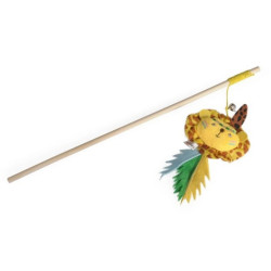 Camon Cat Toy Wędka drewniana z dzwonkiem i kocimiętką jungle
