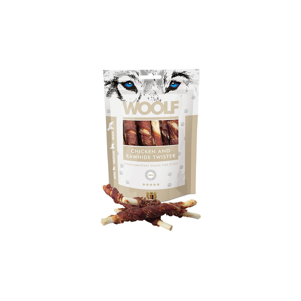 Woolf Chicken & Rawhide Twister 100g