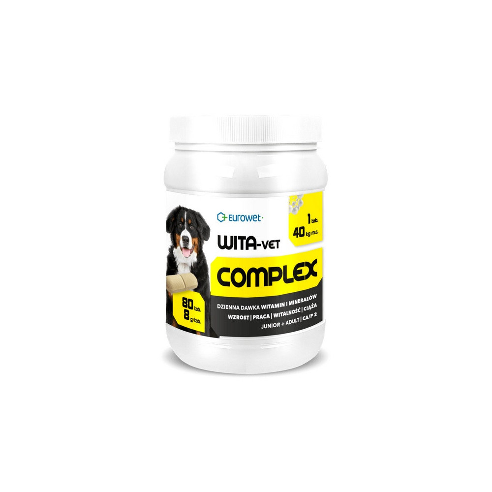 Wita-Vet Complex 8g - preparat mineralno-witaminowy dla suk i szczeniąt ras dużych 80tabl