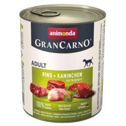 Animonda GranCarno Original Adult Rind Kaninchen Krautern Wołowina + Królik z Ziołami puszka 800g