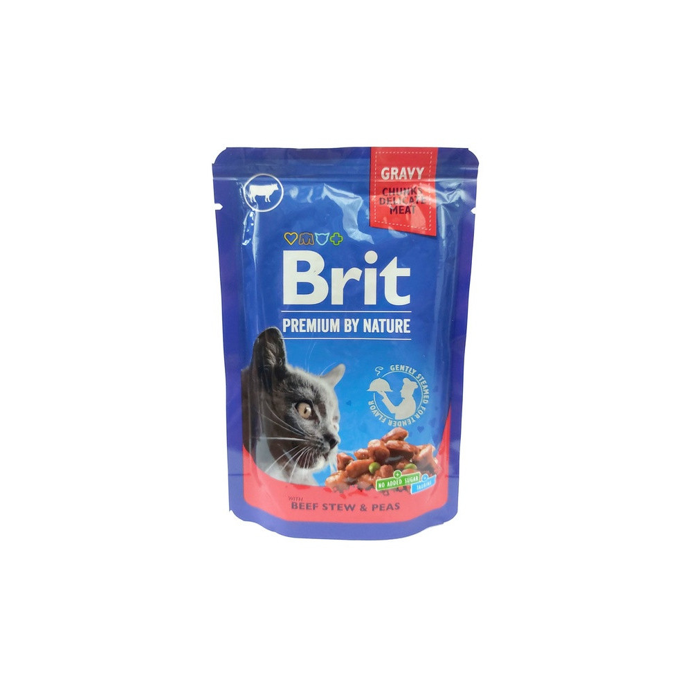 Brit Premium Cat Adult Wołowina + Groszek saszetka 100g