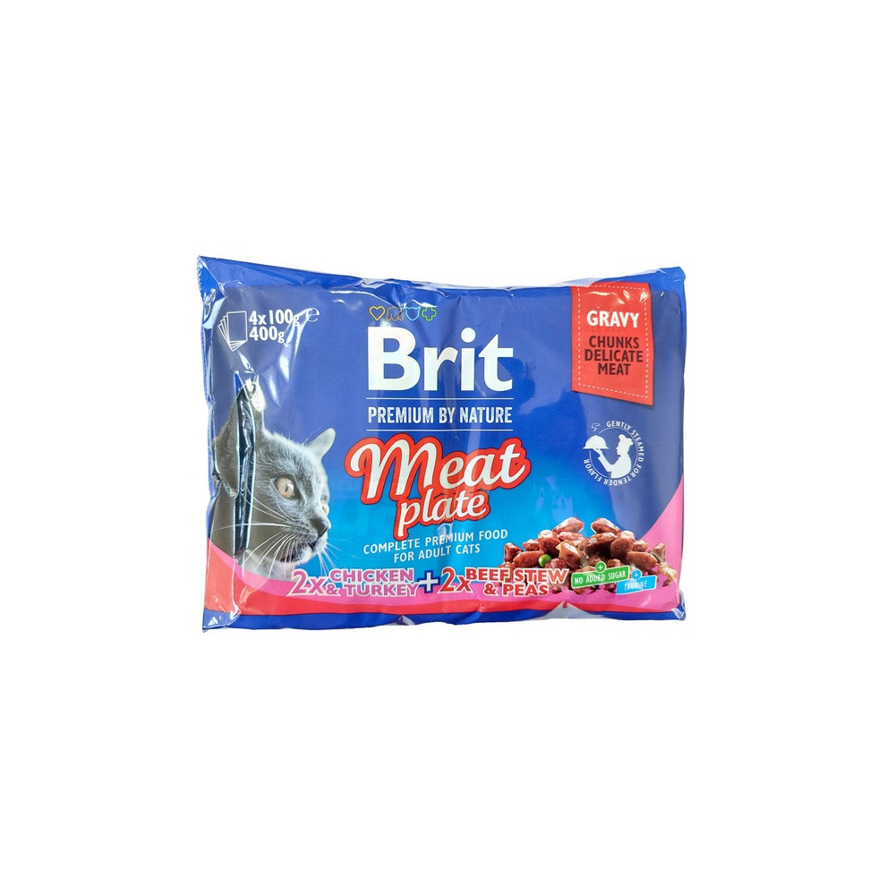 Brit Premium Cat Adult Meat Plate saszetki 4x100g