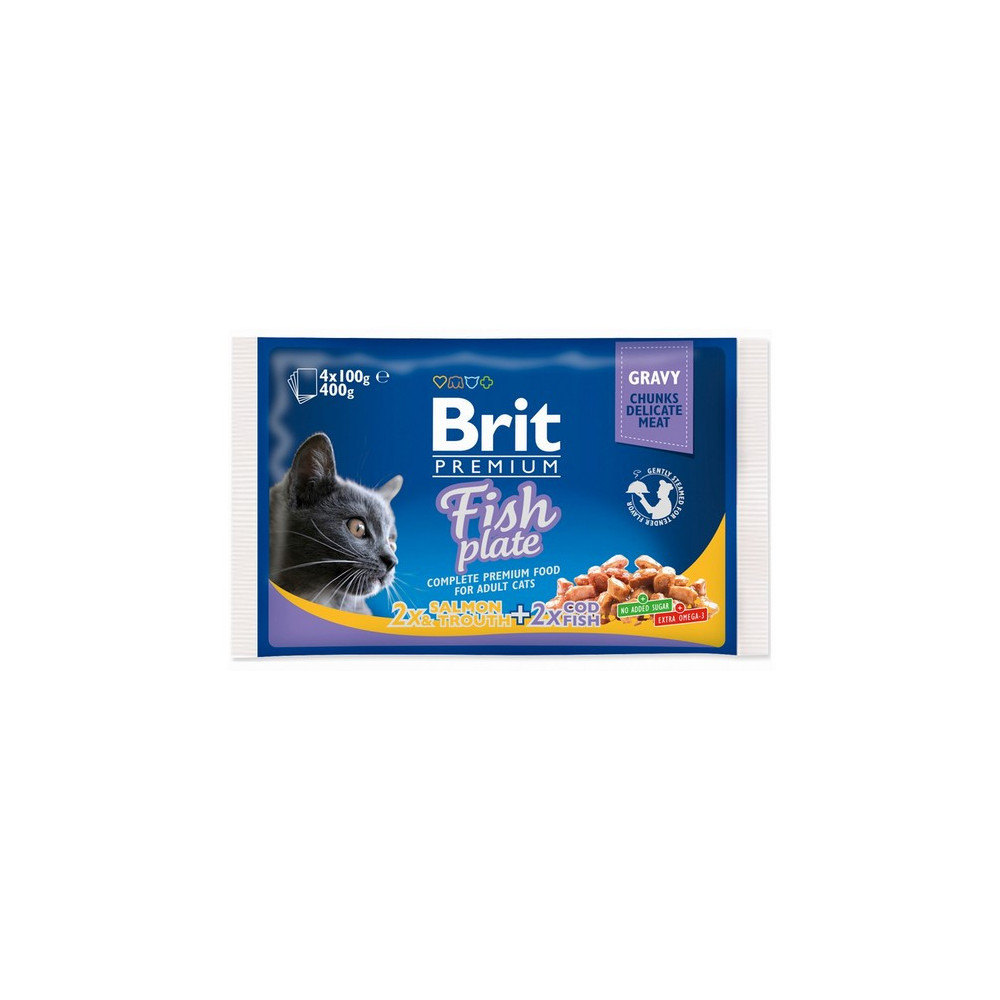 Brit Premium Cat Adult Fish Plate saszetki 4x100g