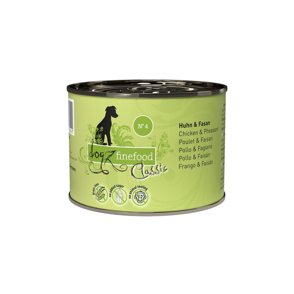 Dogz Finefood Classic N.04 Kurczak i bażant puszka 200g