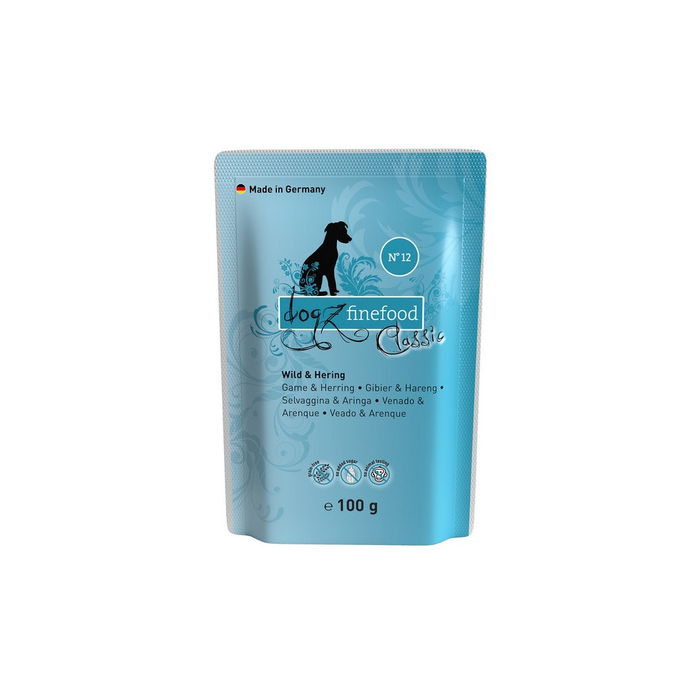 Dogz Finefood Classic N.12 Dziczyzna i śledź saszetka 100g