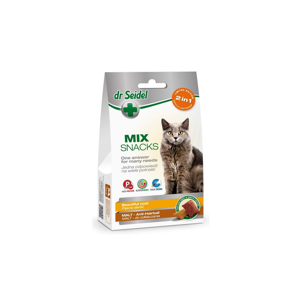 Dr Seidel Smakołyki dla kotów 2w1 malt/sierść 60g