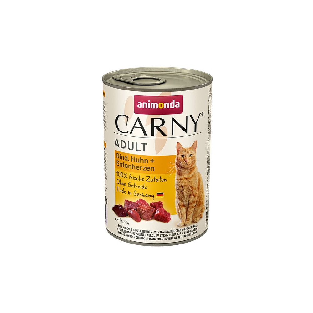 Animonda Carny Adult Wołowina, Kurczak + Kacze serca puszka 400g