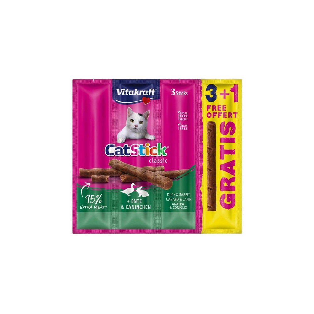Vitakraft Cat Stick Mini królik + kaczka 4szt (3+1 gratis)