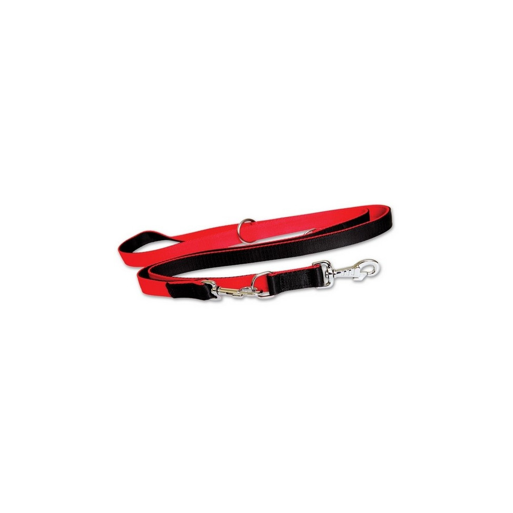 Dingo Smycz taśma polipropylenowa przedłużana podwójnie zszywana 2cm/120-220cm czarno-czerwona