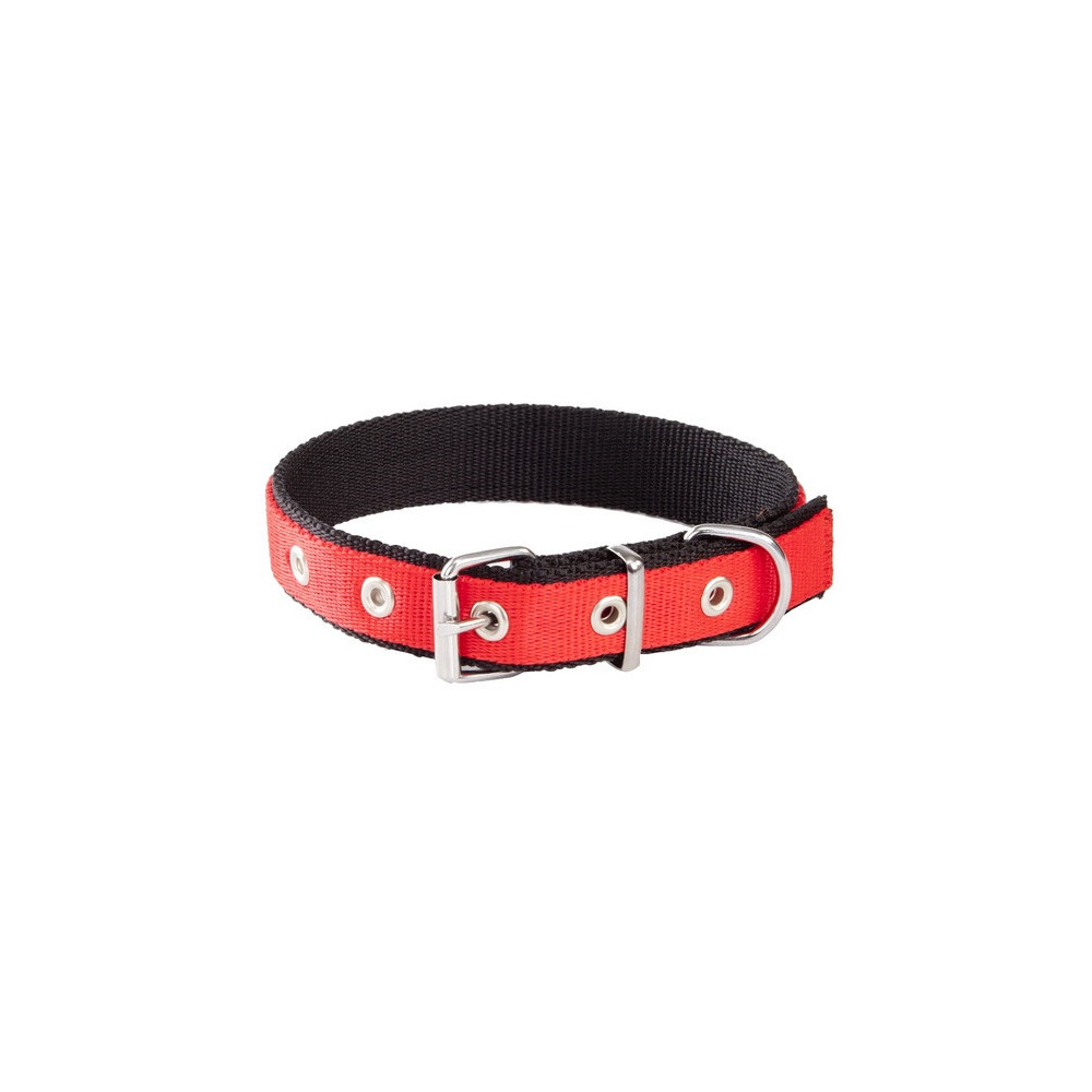 Dingo Obroża taśma polipropylenowa podwójnie zszywana 2,5cm/50cm czerwono-czarna