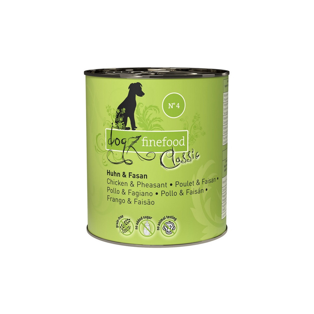 Dogz Finefood Classic N.04 Kurczak i bażant puszka 800g