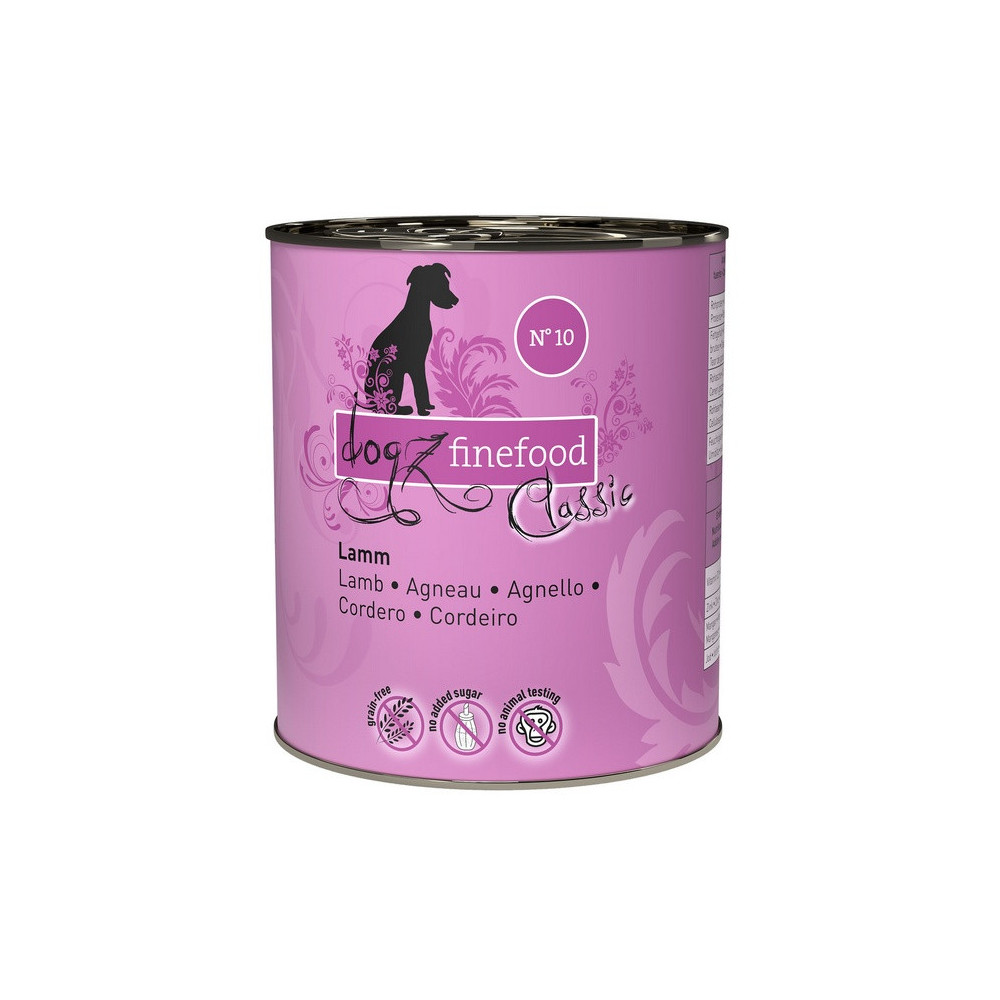 Dogz Finefood Classic N.10 Jagnięcina puszka 800g