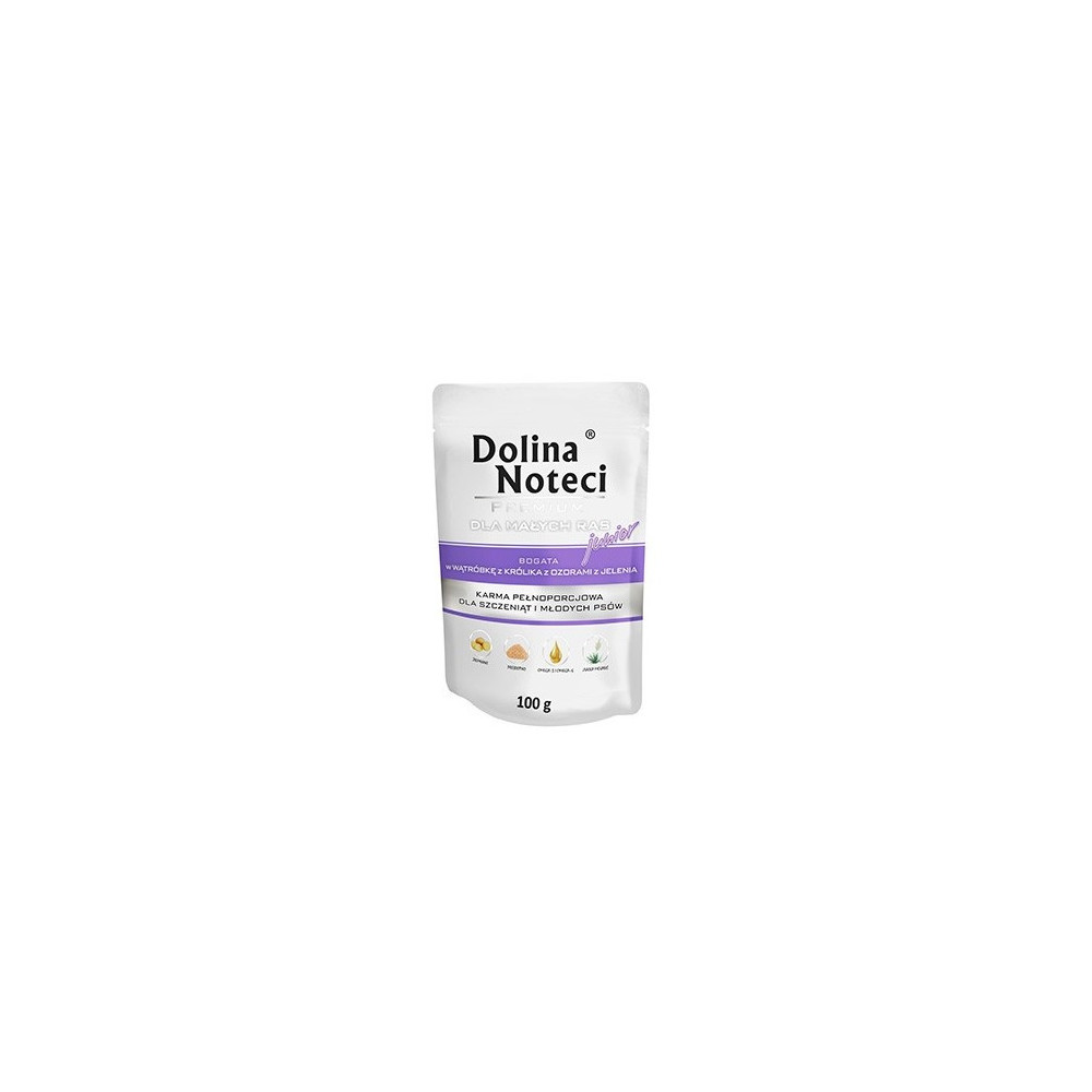 Dolina Noteci Premium Pies Junior Wątróbka z królika i ozory z jelenia saszetka 100g