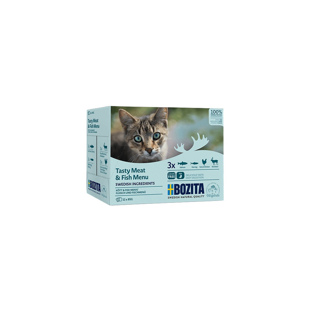 Bozita Cat Multibox z mięsem i rybą w sosie saszetki 12x85g
