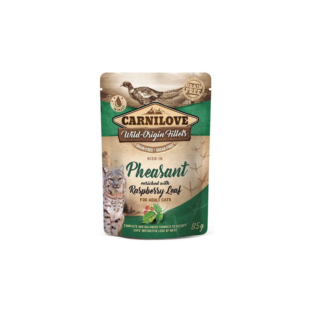 Carnilove Cat Pheasant & Raspberry Leaves - bażant i liście maliny saszetka 85g
