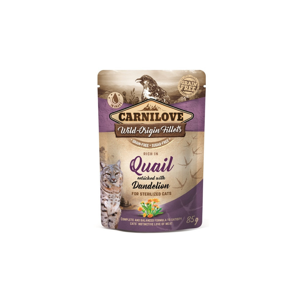 Carnilove Cat Quail & Dandelion Sterilised - przepiórka i mniszek saszetka 85g