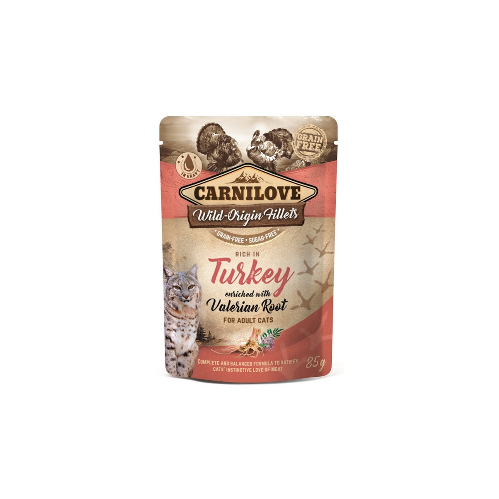 Carnilove Cat Turkey & Valerian Root - indyk i waleriana saszetka 85g