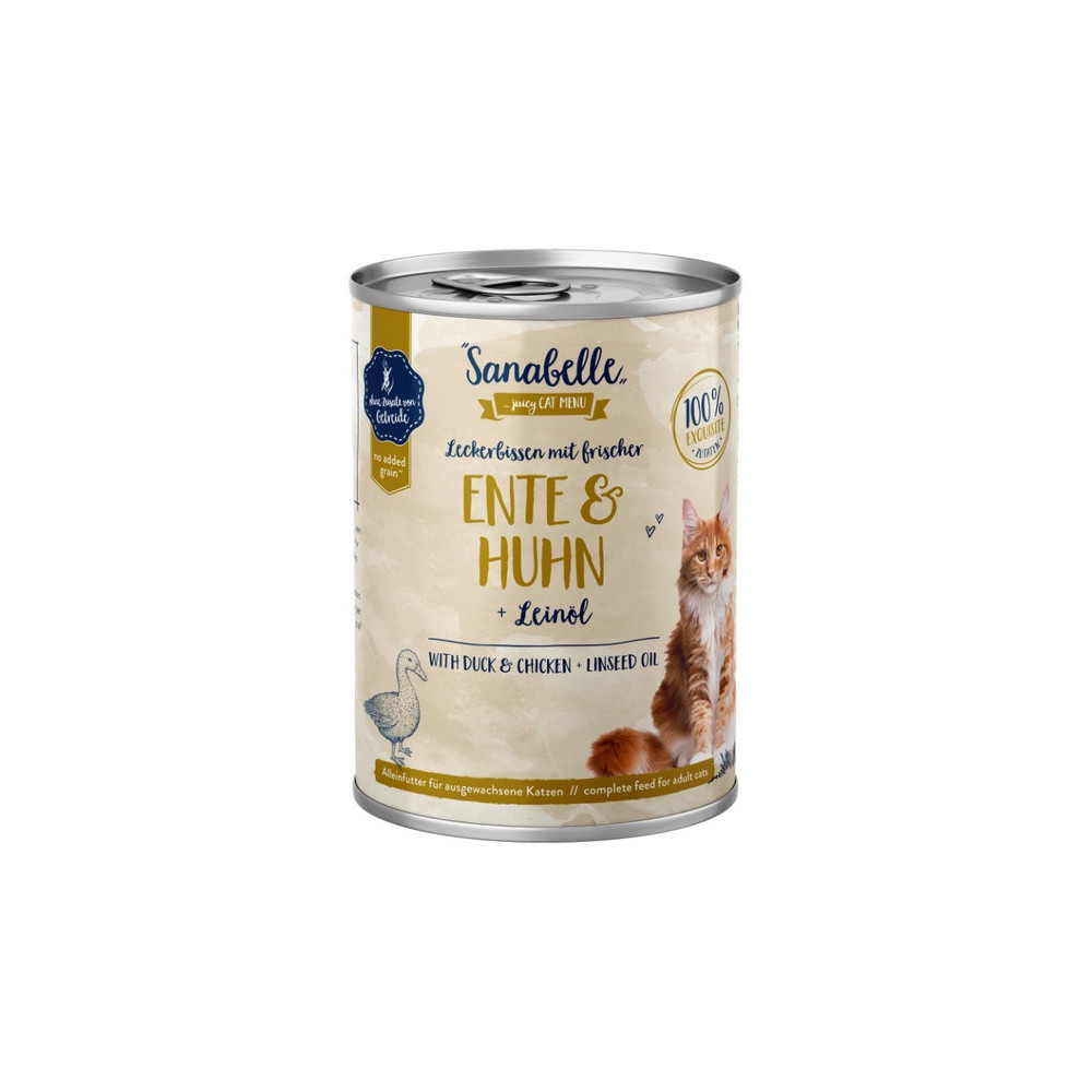 Sanabelle Kaczka, kurczak i olej lniany puszka 400g