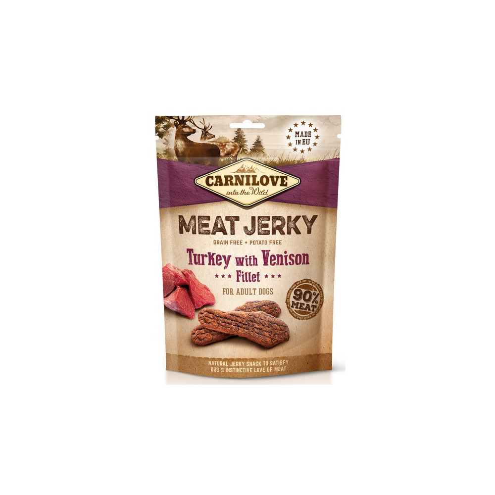 Carnilove Dog Jerky Turkey & Venison Fillet - indyk i filet z dziczyzny 100g
