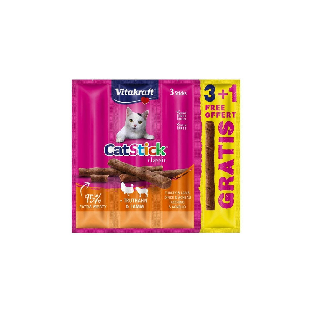 Vitakraft Cat Stick Classic indyk + jagnięcina 4szt (3+1 gratis)