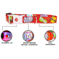 Matteo Obroża Klamra LED 25mm graffiti czerwone